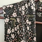 Loft  Blouse Tank Top Floral Faux Wrap Black Business Casual Neutral V-Neck Photo 1