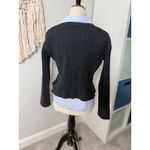 Ann Taylor Business Casual Gray Cable Knit Sweater Blue Button-up Layered Look S Photo 1