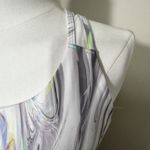 Athleta Sports Bra Size M Marble Swirl Print High Neck Crop Tank Médium Support Photo 1