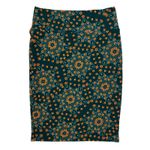 LuLaRoe  Cassie Textured Pencil Skirt Teal Orange Mandala Print Stretch - L NWT Photo 1