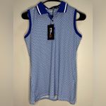 NEW Ralph Lauren RLX Airflow Sleeveless Golf Polo Women’s XS Blue Geo Photo 4
