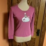 Vtg 90s scrap work snowman appliqué top Pink Photo 9