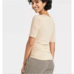 A New Day Elbow Sleeve Slim Fit Crew Neck Ruched Top Women’s XS New Photo 1