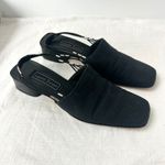 Laura Scott Vintage 90s Black Mule Slingback Heels Block Heel Square Toe 8.5M Photo 3