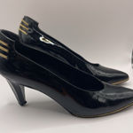 Stuart Weitzman  Women's Patent Leather Pumps‎ Shoes Black And Gold Size 7 Bin E Photo 0