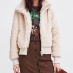 ZARA TRF Ivory Cream Faux Fur Cropped Zip Up Sherpa Teddy Bomber Jacket Size S Photo 6