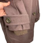 Orvis Vintage 80s  Wool Pea Coat S Taupe Brown Quilted Lining Buttons Pockets Photo 3