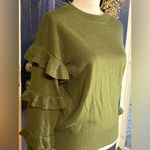 J.Crew  Ruffle Sleeve Wool Blend Sweater in Olive Green size XS Photo 1