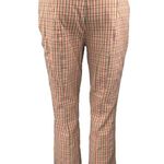 Anthropologie  Essential Slim Tan Pink Plaid Checkered High Waist Trouser Pants 6 Photo 2