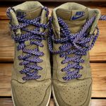 Nike  Dunk Sky Hi Filbert Green Suede Wedge Shoes  Purple Laces Swoosh 6.5 Photo 6