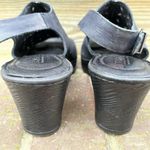 Born Black Leather Perforated Open Toe Sling Back Mule 7.5 Black Photo 2