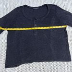 Brandy Melville Nadia Semi Crop Long Sleeve Henley Tee - Charcoal Photo 5