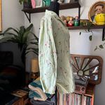 Vintage 90’s Hot Cotton Gardencore Floral 100% Linen Long Sleeve Top Green Photo 3