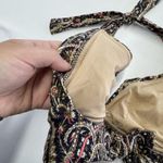 J Crew Bikini Top Womens Small D Cup Black Gold Paisley Print Halter Swim Padded Photo 6
