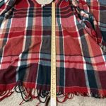 Woolrich  Plaid Poncho Wrap Cape Fringe One Size Red Blue Grey Photo 4
