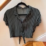 Garage Striped Front Tie Button Up Shirt Photo 0