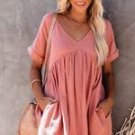 VICI OATLAND COTTON POCKETED BABYDOLL DRESS - ROSE Photo 0