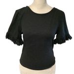 SheIn Black Ribbed Waist Top with Fringed Sleeves BRAND NEW NEVER WORN Photo 6