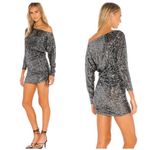 Free People NWT  Gisele Sequin Mini Dress Black Silver Off Shoulder Cocktail Photo 15