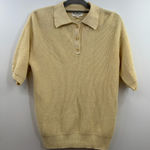 Vintage Norm Thompson linen blend short sleeve polo sweater size S Small Cream Photo 0