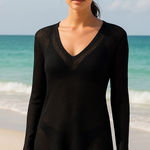 J. McLaughlin Anne Long Sleeve V-Neck Tunic Black Cover Up NWT $188 MSRP Photo 0