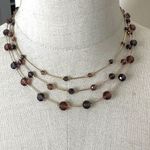 Avon brown and purple beaded triple strand necklace Gold Photo 0