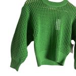 Equipment Esme Cotton Open Crochet Knit Bright Green Sweater Size XXS Photo 5