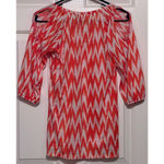 French Laundry  Junior's/Women's Orange White 3/4" Sleeves‎ Cold Shoulder Size S Photo 1