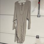 Free People BEACH SIESTA CONVERTIBLE WRAP MINI DRESS GRAY BEIGE LARGE Photo 4