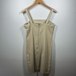 Vintage Womens Dress 7/8 Tan Cream Milkmaid Bust Bow Waist Detail Mini 90s Posh Photo 1