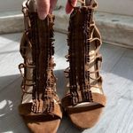 Jessica Simpson Becky Fringe T-strap Wedge sandals -Honey tan size 9 Photo 1