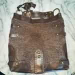 Isabella Fiore Y2K  Carina Hobo Dark Brown Knitted Real Leather 16'hx14L Boho Bag Photo 5