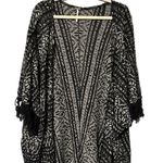 Free People Black Gray/Silver Tapestry Fringe Cardigan Size XL GB875119105 Photo 1