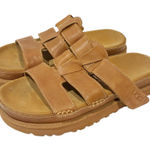 UGG  Brown Leather Goldenstar Slide Strappy Sandal Size 9 Slip On Photo 0