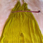 New Mission yellow backless halter dress size S crinkle cotton multiple slits Photo 6
