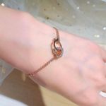 14K Rose Gold Plated Heart Ring Charm Bracelet for Women Photo 5