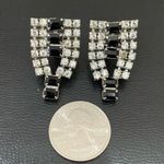 Vintage Signed PAT 1967965 Black/Clear Pave Rhinestones Clip On Earrings 11.0g Black Photo 5