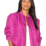 Free People  Easy Quilted Bomber Jacket Purple Zipper Oversized Dolman Size Small Photo 0