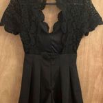 Black crochet shorts romper woman’s size small Photo 4