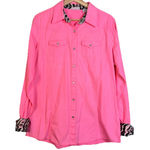 Wrangler  Western Shirt Women Long Sleeve Rhinestone Snaps Pink Size L‎ Cowgirl Photo 0