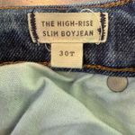 Madewell The High Rise Slim Boy Jean Women's Blue Denim Frayed Hem Size 30T Photo 3