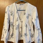 ZARA  white floral small bell sleeve top Photo 0