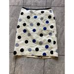 Talbots  Cream Blue Polka Dot High Waist Pencil Skirt 6 Cotton Photo 0