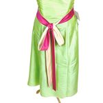 Jordan  Strapless Apple Green Satin Midi Dress 8 Bridesmaid Fit Flare Prom Hoco Photo 3