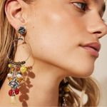 Free People  Lola Hoops in Silver Multi NWT Dangles Charms Cross Bohemian Boho Photo 3