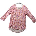 Fresh Produce Orange Pink Batik Cotton Blend Long Sleeve USA Made Size Large Photo 0