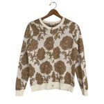 Isaac Mizrahi Live Floral Button‎ Front Cardigan Sweater Cream Small Gold Photo 1