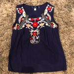 Blue Rain Navy Embroidered Sleeveless Top Photo 1