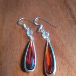 Simulated Red Diamond Sterling Silver Dangle Earrings Photo 3