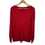 Talbots NWT  Womens Cable Knit Sweater Sz 2X Red Pullover‎ Christmas Holiday Prep Photo 1